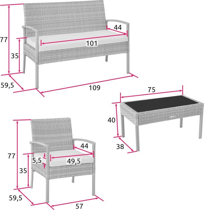 Produktbild tectake Rattan Sitzgruppe