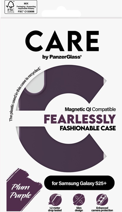 Actual product image PanzerGlass CARE by ® Fashionable Case Plum Purple w. Qi Compatible Samsung Galaxy S 2025 Plus, Cove (Samsung Galaxy S25+)