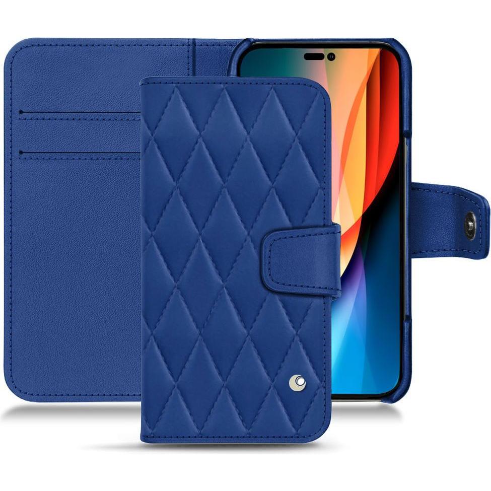 Noreve Lederschutzhülle Wallet (Apple iPhone 14 Pro), Smartphone Hülle, Blau