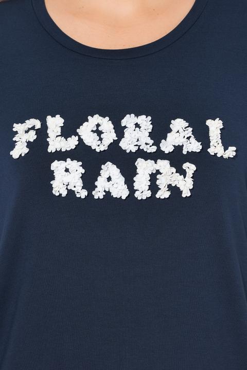 Immagine prodotto Ulla Popken T-shirt classica con FLORAL RAIN 3D, scollo a girocollo e mezze maniche (46, 48)
