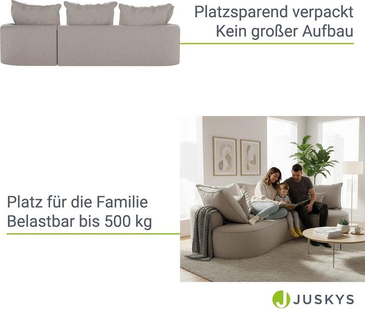 Produktbild Juskys Sofa Tirano mit Ottomane rechts - Samt Beige (2-Sitzer)