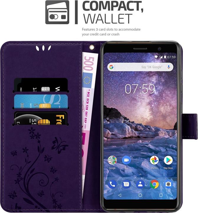 Actual product image Cadorabo Flower Book Case for Nokia 7 PLUS (Nokia 7 Plus)