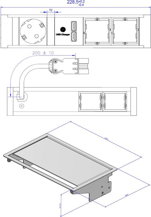 Immagine prodotto Bachmann 900.408 CONEO Set telaio d'installazione e striscia di prese a 4 pieghe (4x, CEE 7/3)