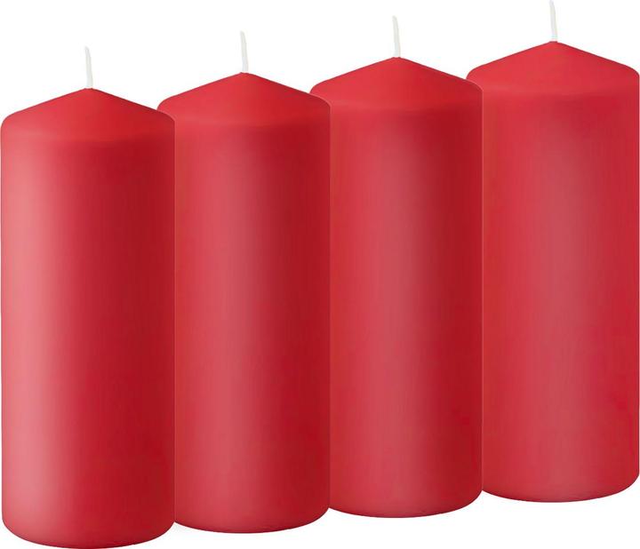 Home&Styling Kerzen-Set, 4 Stück Stumpenkerzen, Ø 7 x 15 cm, rot (4 Stk.)