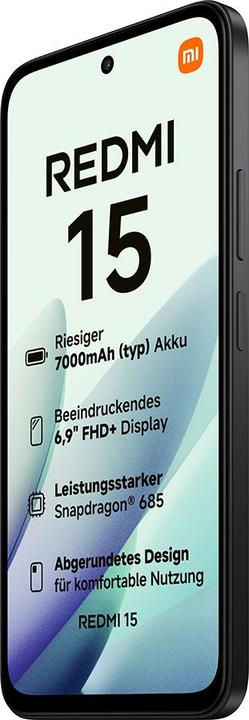 Produktbild Xiaomi Redmi 15 4G (256 GB, Midnight Black, 6.90", Hybrid Dual SIM, 4G)