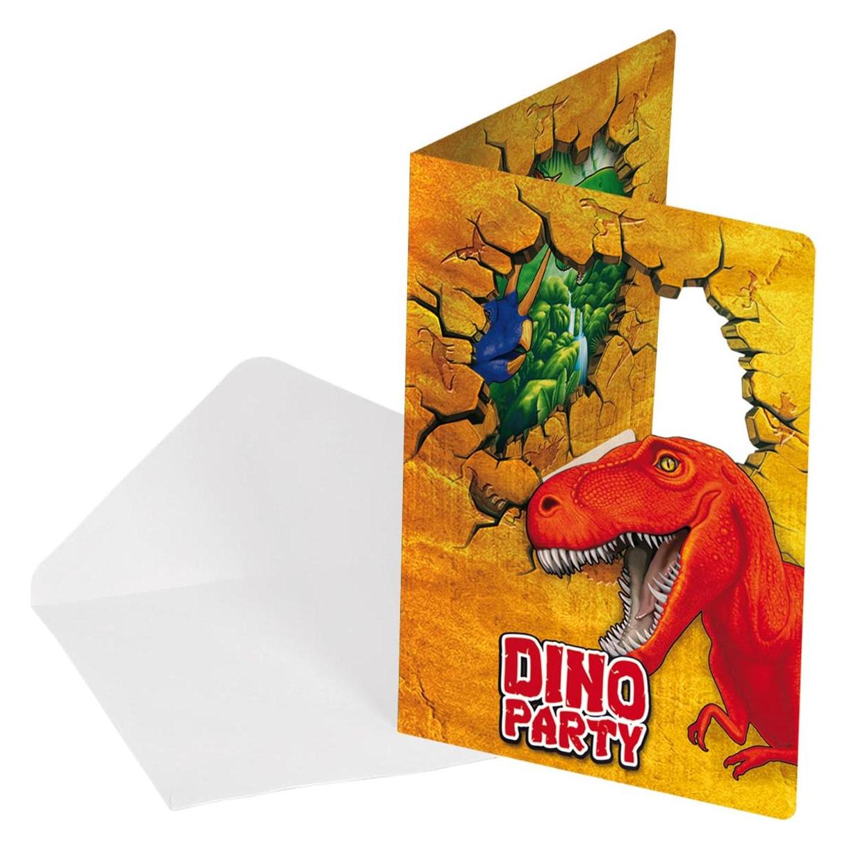 Folat, Wenskaart, Dino Uitnodigingen 6st. (6 Pcs.)