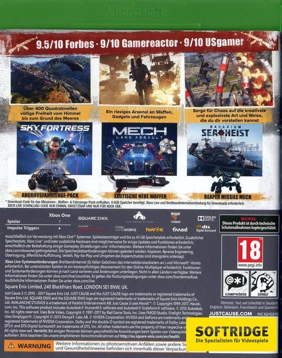 Produktbild Square Enix Just Cause 3 - Gold Edition (Xbox One X, Xbox Series X, Multilingual)