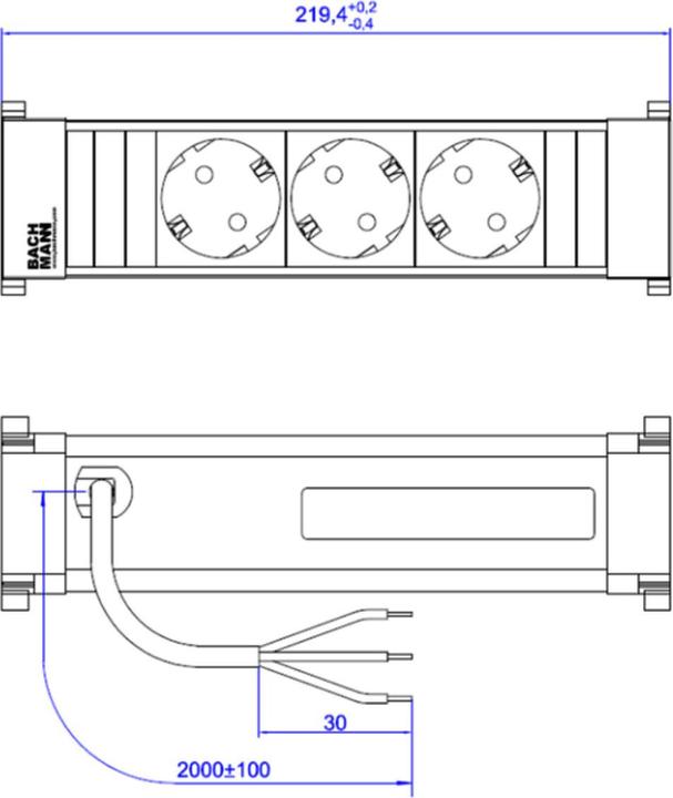 Produktbild Bachmann Power Frame 3xSchuko 2,0m (3 x, CEE 7/3, 2 m)