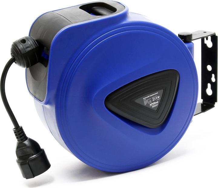 Actual product image XPOtool automatic 15m cable drum with wall bracket 180° pivoting and mounting material (15 m)