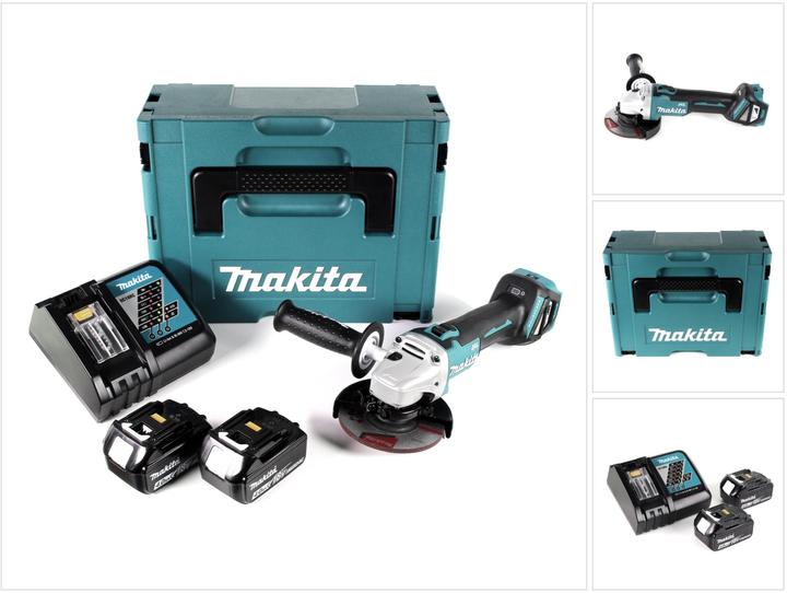 Actual product image Makita DGA 511 RMJ Battery angle grinder 18V 125mm Brushless + 2x battery 4.0Ah + charger + Makpac (125 mm)