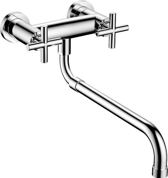 Actual product image Dornbracht Kitchen - Tara wall-mounted bridge mixer with pull-out spout, projection 365-545 mm