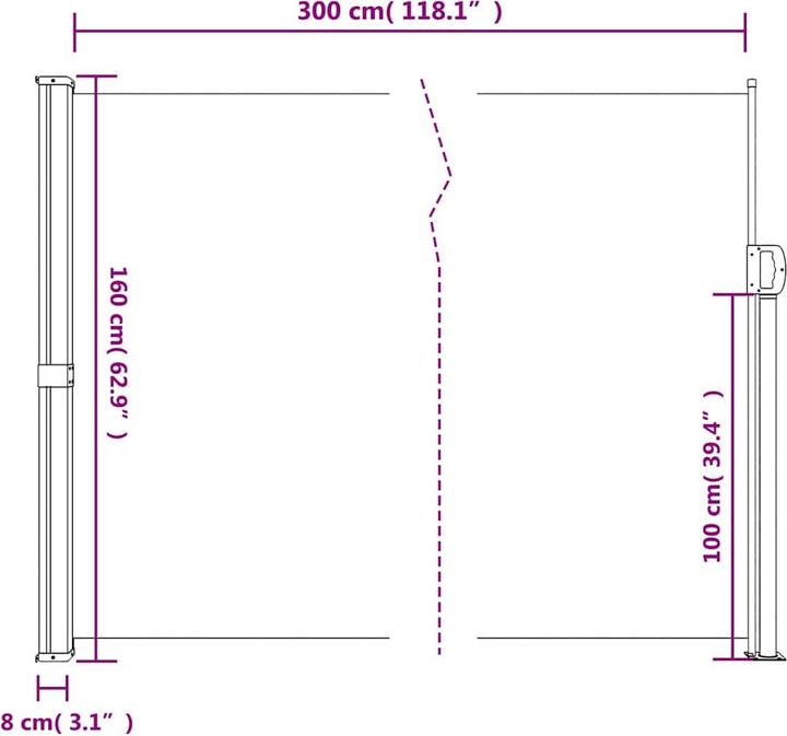 Image du produit vidaXL Store latéral extensible (3 m)