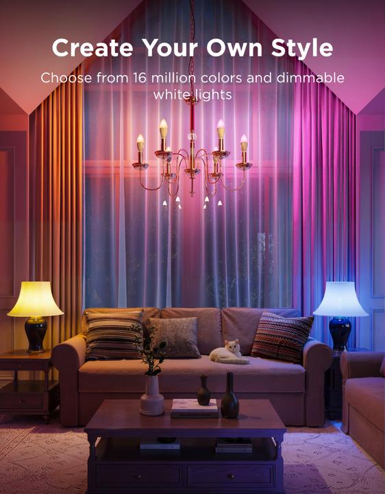 Actual product image Govee Smart Light Bulb E14, RGBWW, CRI groesser als (E14, 5 W, 450 lm, 1 x, F)