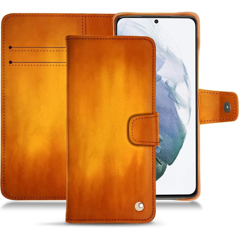 Noreve Lederschutzhülle Wallet (Samsung Galaxy S21+), Smartphone Hülle, Orange