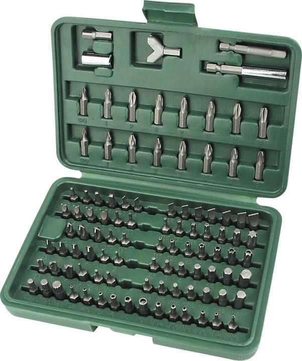 Produktbild Bit-Set 100teilig 812045 Schli (Innensechskant, Innenvielzahn, Innenvierkant, Spanner Head für Zweilochmuttern, Torq, Tri-Wing)
