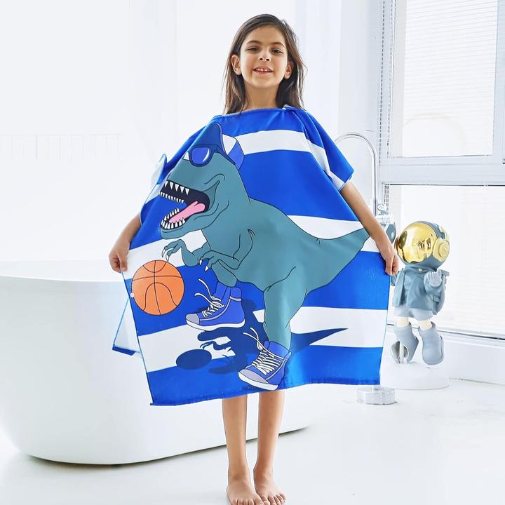 Image du produit Kaku Badetuch-Poncho für Kinder mit Dinosaurier-Motiv
