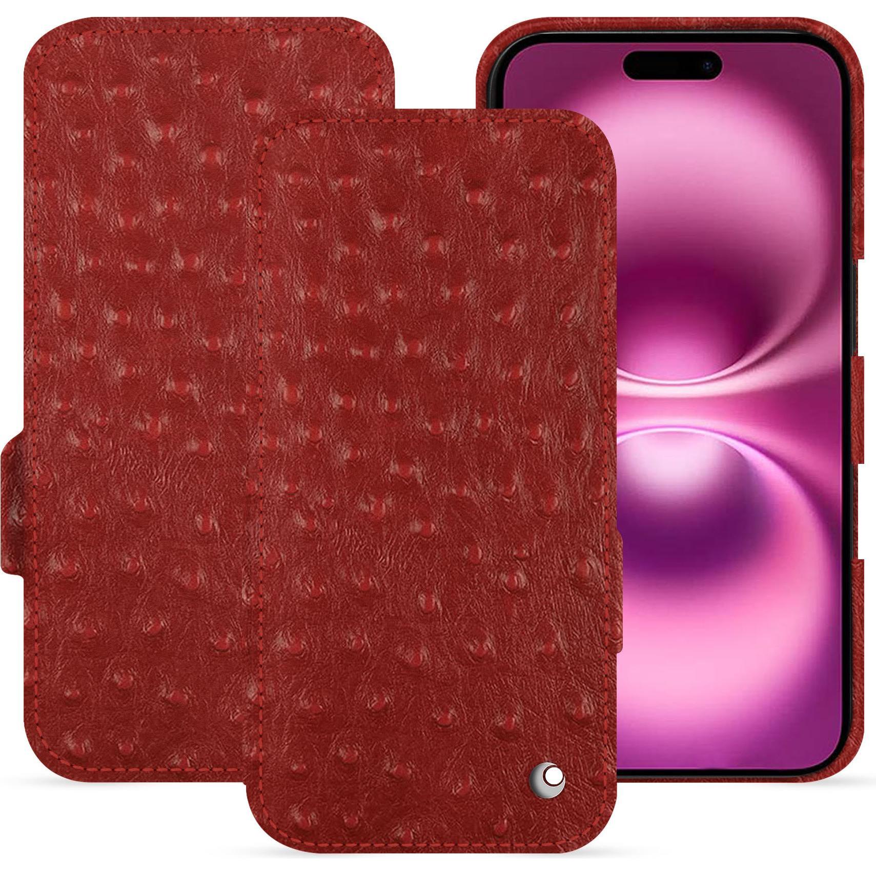 Thumbnail - Noreve Lederschutzhülle horizontal (Apple iPhone 16 Plus), Smartphone Hülle, Rot