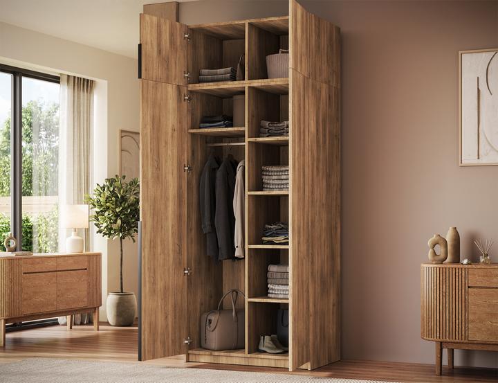 Produktbild ADRK Furniture Alera II mit Aufsatz – Drehtürenschrank (100 x 58 x 250 cm)