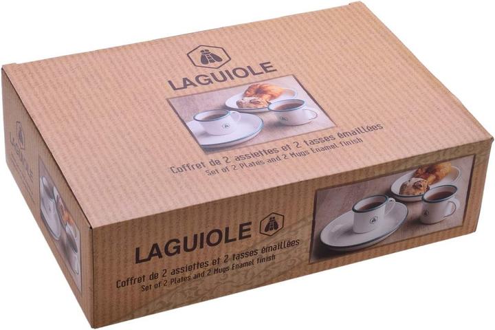 Actual product image Laguiole Pic Nic Set 2 Plates/2 Mugs Enamel
