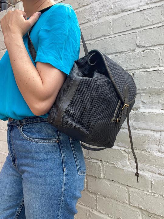 Image du produit Only-Bags.Store Petit sac à dos en cuir italien bleu marine, sac à dos