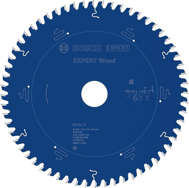 Actual product image Bosch Professional Zubehör Blau Zubehör 2608902208 EXPERT Kreissägeblatt Holz 216 x 2,6/1,6 x 30 mm T60