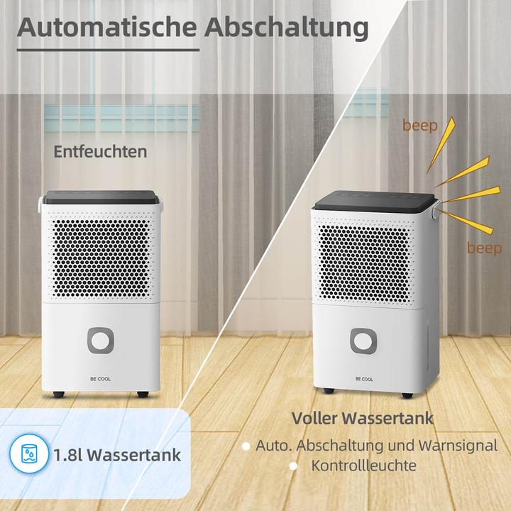Produktbild Be Cool BC10LEF2301 Luftentfeuchter 15m² 240W 10 l/Tag Weiss, Grau (15 m², 10 l/24h)