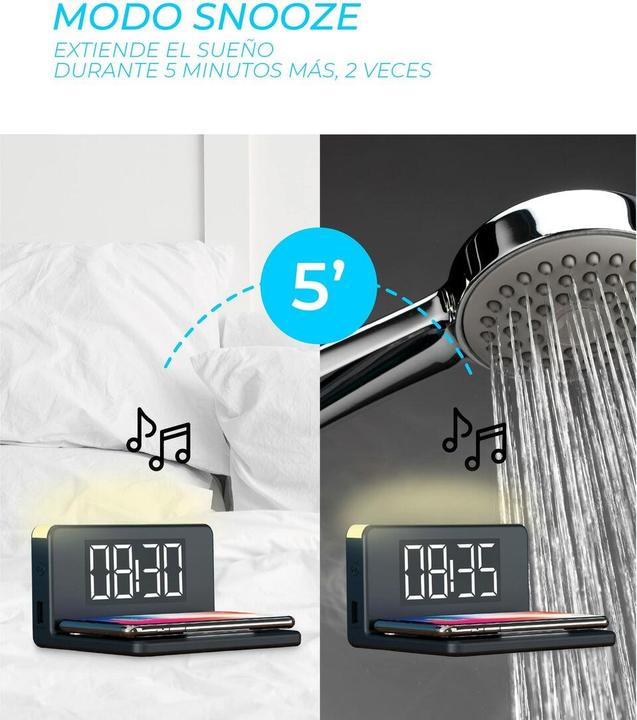 Image du produit KSIX Réveil & chargeur QI