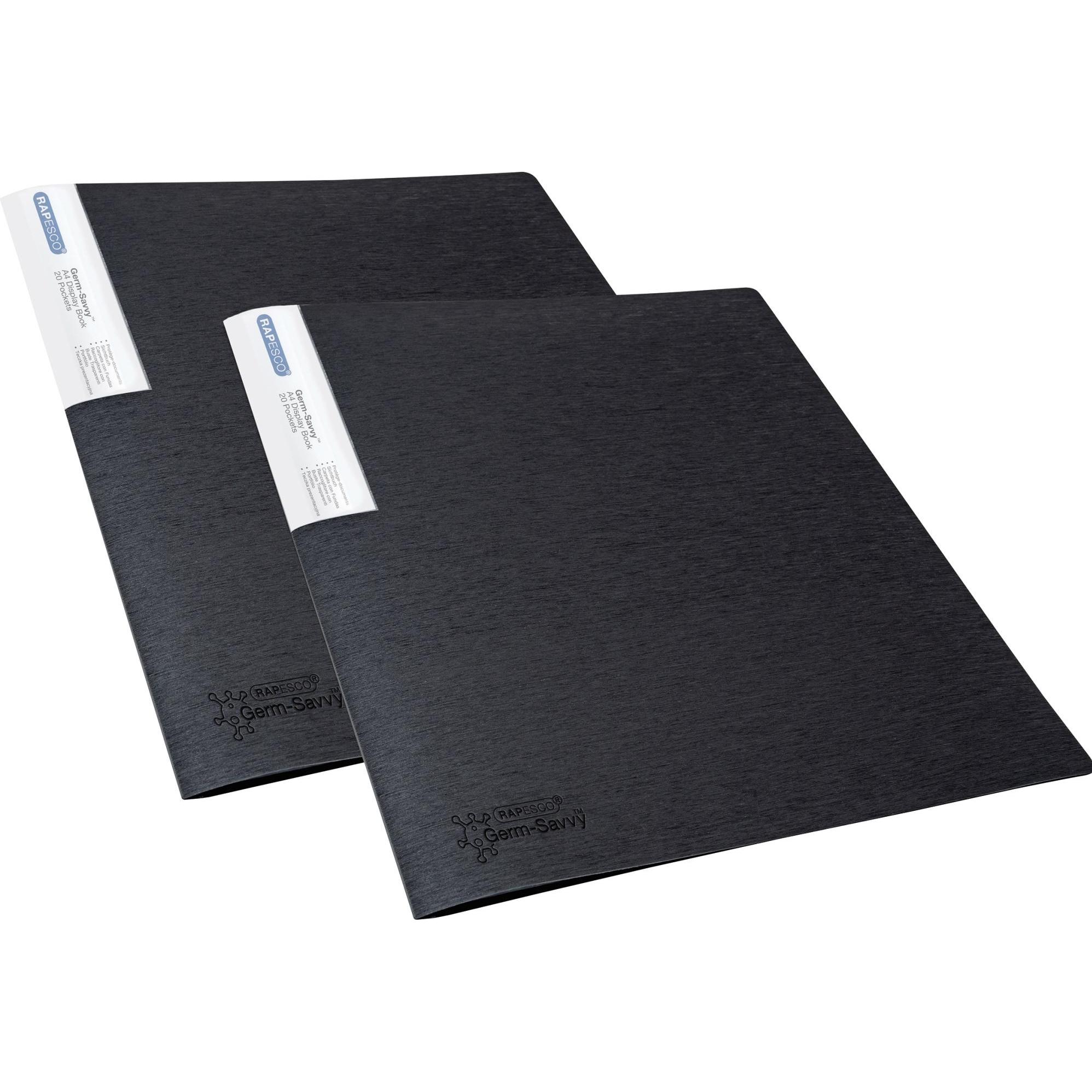 Rapesco, Busta portadocumenti, Libro di presentazione germ-free antibatterico DIN A4 nero 240 mm x 310 mm (A4, 2 x)
