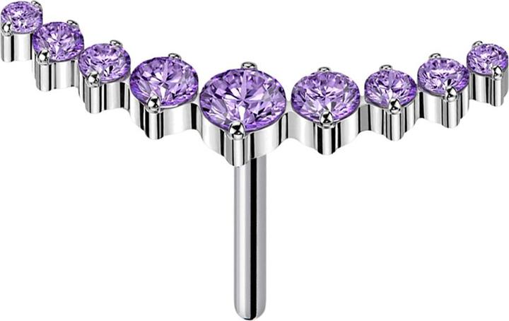 Immagine prodotto Star Piercing Threadless argento curvo nove cristalli rotondi viola (senza ottone, Titanio)