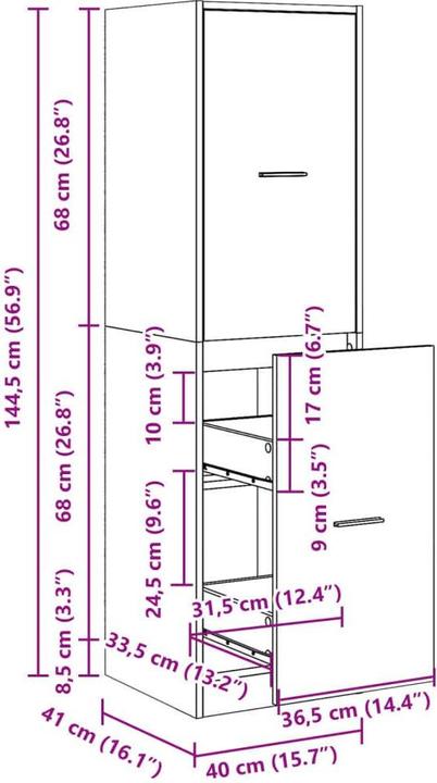 Produktbild vidaXL Apothekerschrank (40 x 41 x 144.50 cm)