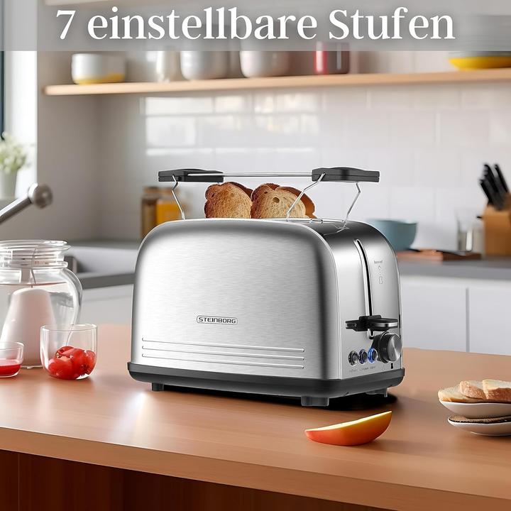 Produktbild Steinborg Edelstahl Doppelschlitz-Toaster mit Brötchenaufsatz