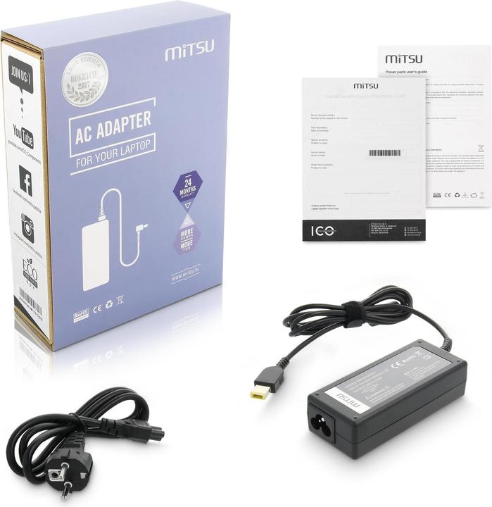 Immagine prodotto Mitsu caricabatterie per notebook 20v 3,25a prostoktny 11,0x4,5 pin - Yoga (65 W)
