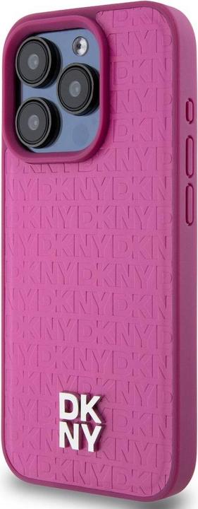 Actual product image DKNY DKHMP15XPSHRPSP iPhone 15 Pro Max 6.7" różowy/pink hardcase Leather Monogram Pattern Metal Logo (Apple iPhone 15 Pro Max)