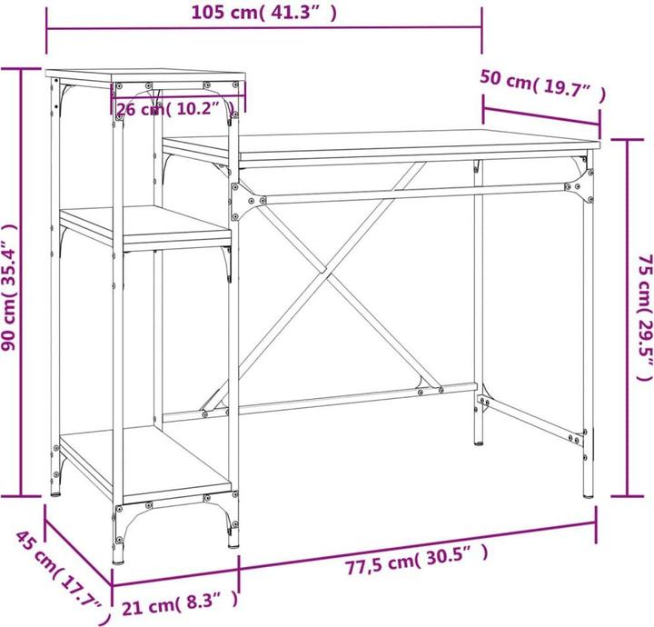 Immagine prodotto vidaXL Schreibtisch (105 x 50 x 90 cm)