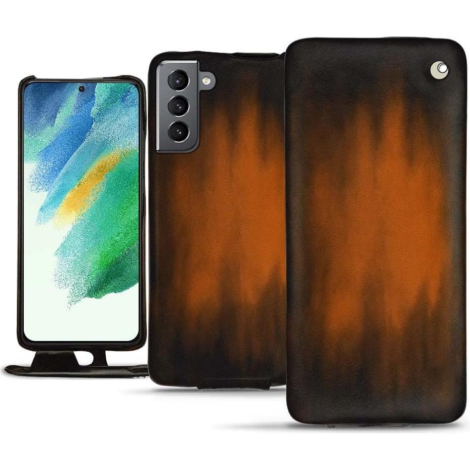 Thumbnail - Noreve Lederschutzhülle vertikal (Samsung Galaxy S21 FE), Smartphone Hülle, Braun