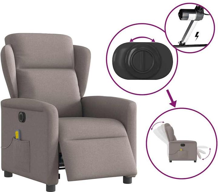 Immagine prodotto vidaXL Poltrona massaggiante elettrica in tessuto color tortora