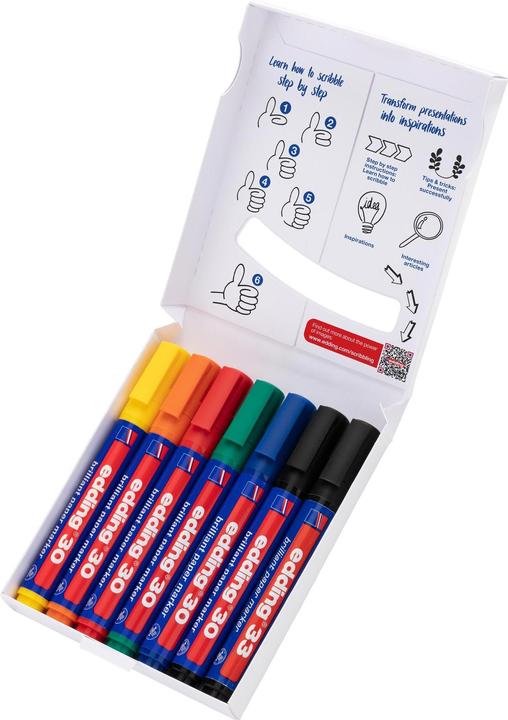 Productafbeelding Edding Flipchart marker 30/33 7 stuks (Groen, Rood, Geel, Zwart, Oranje, Blauw, 3 mm, 7 x)