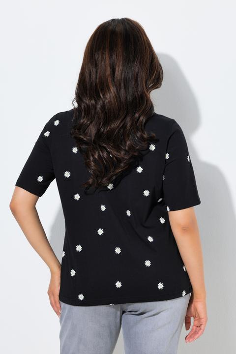 Actual product image Ulla Popken Daisy Print Short Sleeve Drawstring Tee (60)