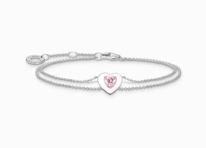 Produktbild Thomas Sabo Armband Herz mit pinkem Stein silber (19 cm, 925er Silber, Emaille)