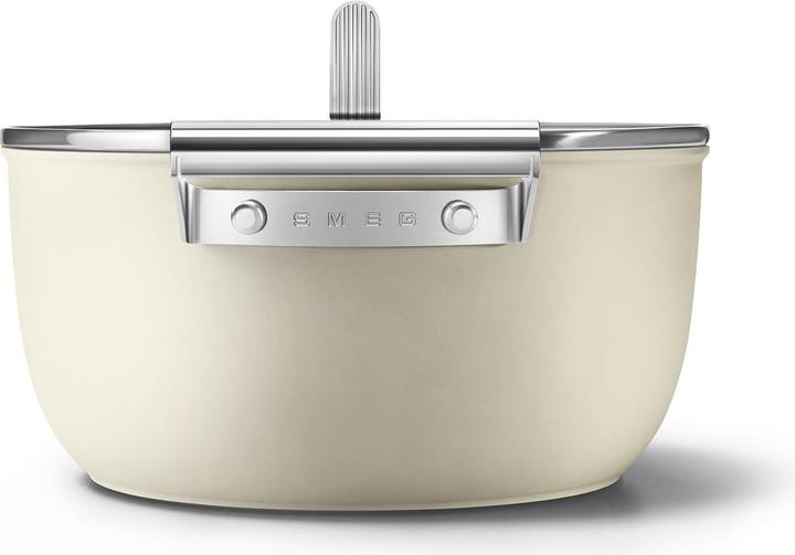 Produktbild Smeg CKFC2411CRM Schmortopf Ø 24 cm mit Glasdeckel, 2 Griffe, creme (24 cm, Bräter + Schmortopf)