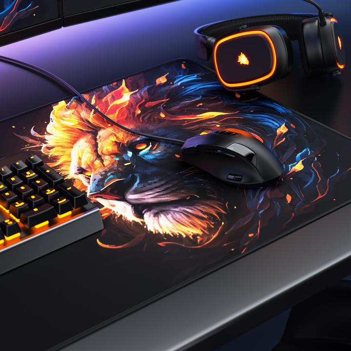 Actual product image Titanwolf Gaming mouse pad, 900 x 400mm XXL speed gaming mouse mat, mouse pad extra large surface, Fire Lion (XXL)