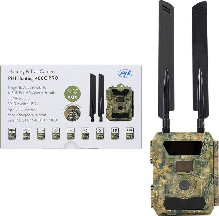 Produktbild PNI Hunting 400C PRO 24MP Jagdkamera mit 4G LTE Internet, GPS, überträgt gleichzeitig Video und Foto