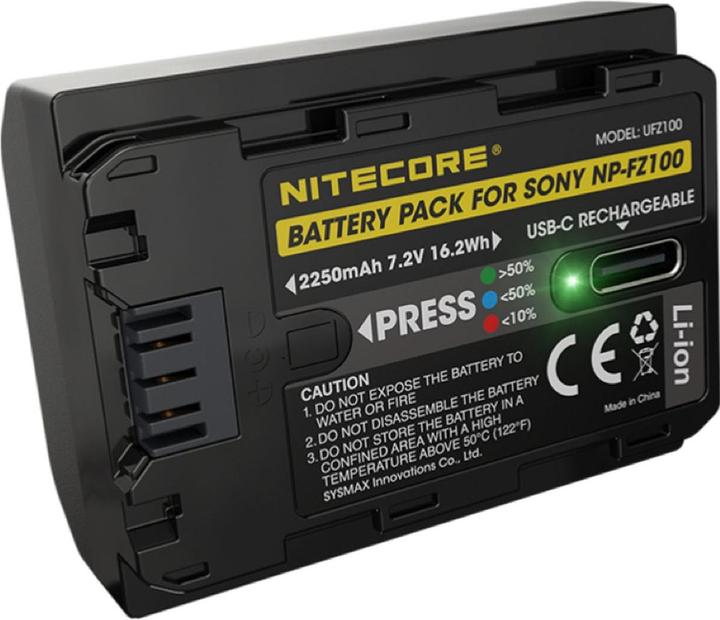 Nitecore NP FZ100 USB C ricaricabile (UFZ100) 2250mAh (1 pz., Specifico del dispositivo, 2250 mAh)