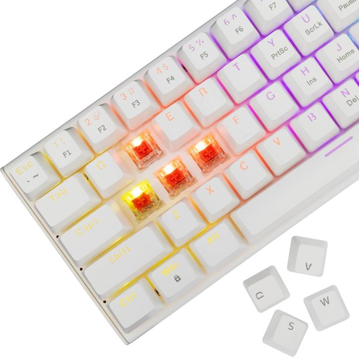 Actual product image White Shark GK-002211V2 Wakizashi 2 White US Red Switches (63 Keys)