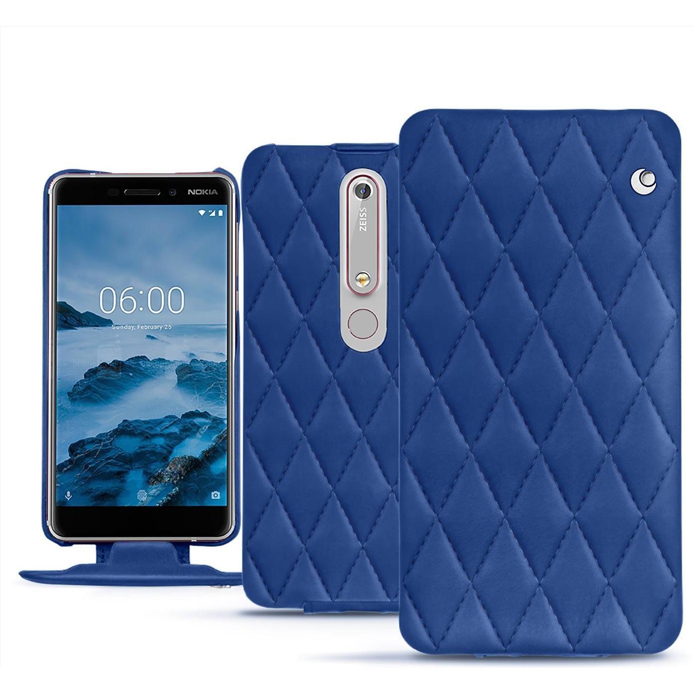 Noreve Lederschutzhülle vertikal (Nokia 6 (2018)), Smartphone Hülle, Blau