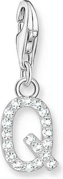Thomas Sabo Charm-Anhänger Buchstabe Q mit Weissen Steinen Silber (925er Silber)