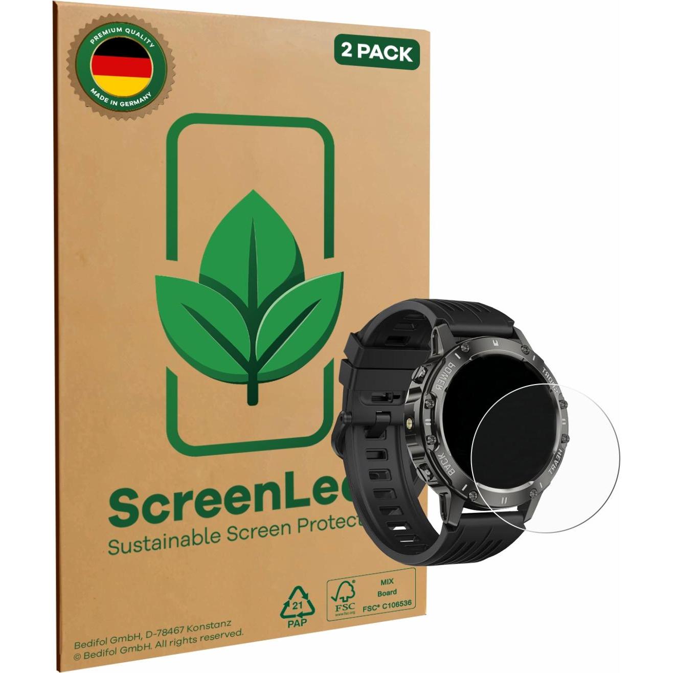 ScreenLeaf Schutzfolie nachhaltiger Displayschutz Display Schutz Folie Klar Transparent, Smartwatch Schutzfolie, Transpa...