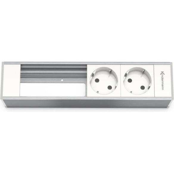 Kindermann, Steckdosenleiste, Module holder 4-fold, 2 x mains, 2 x empty (CEE 7/4)