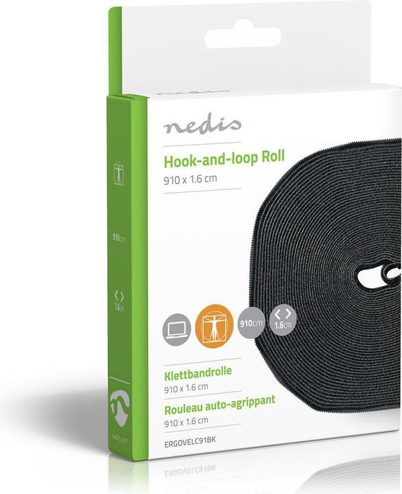 Image du produit Nedis Rouleau de velcro pour câbles 910 x 1.6 cm Noir Unisexe (16 mm)