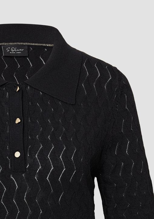 Produktbild s.Oliver Strickpullover Kurzärmeliger Feinstrick-Pullover mit Polokragen (36)